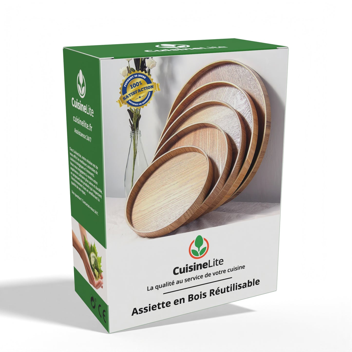 Assiette en Bois Réutilisable